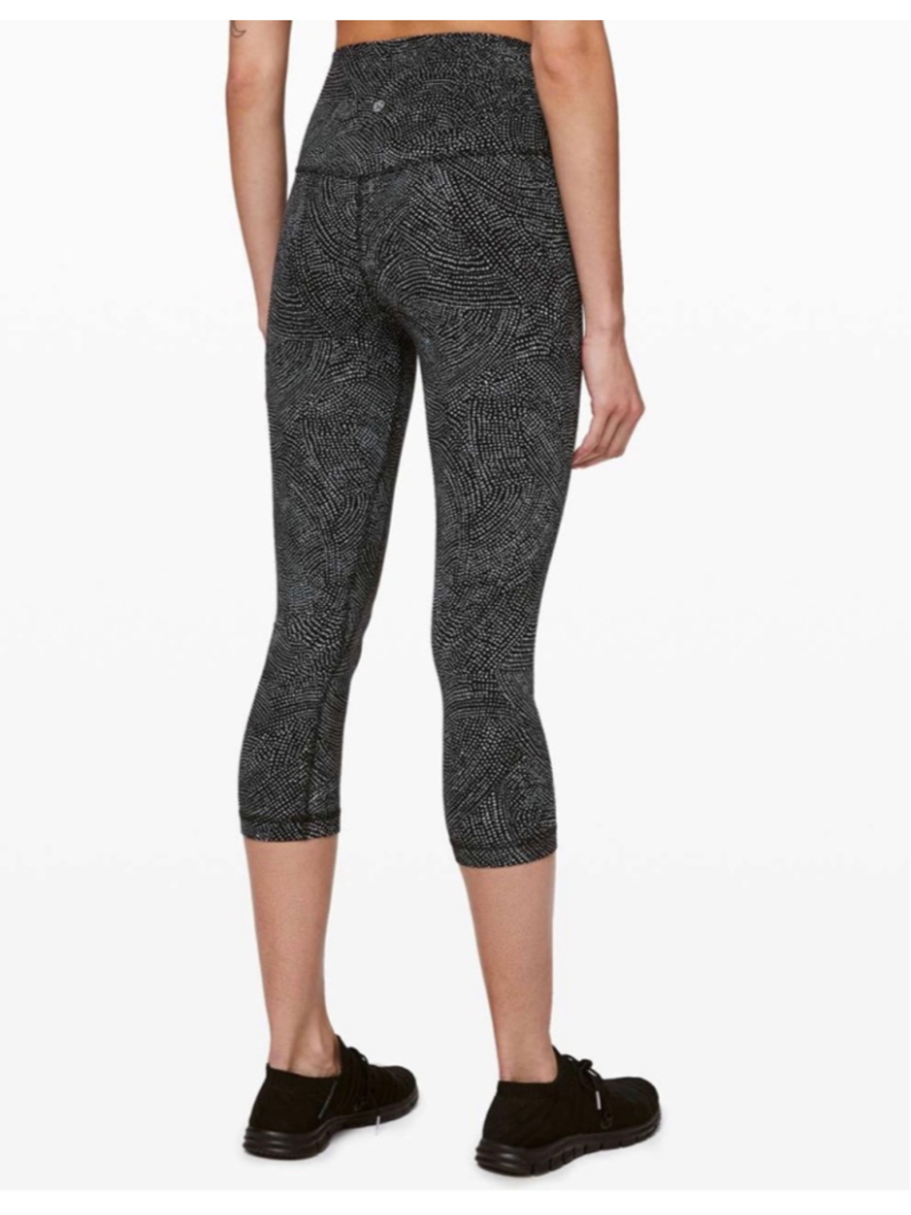 Women's Lululemon Align Crop 21" Leggings in Free Spirit Ice Grey Black Sz 8